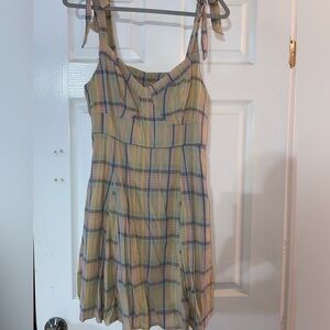 American Eagle Outfitters Plaid Corset Open Back Dress